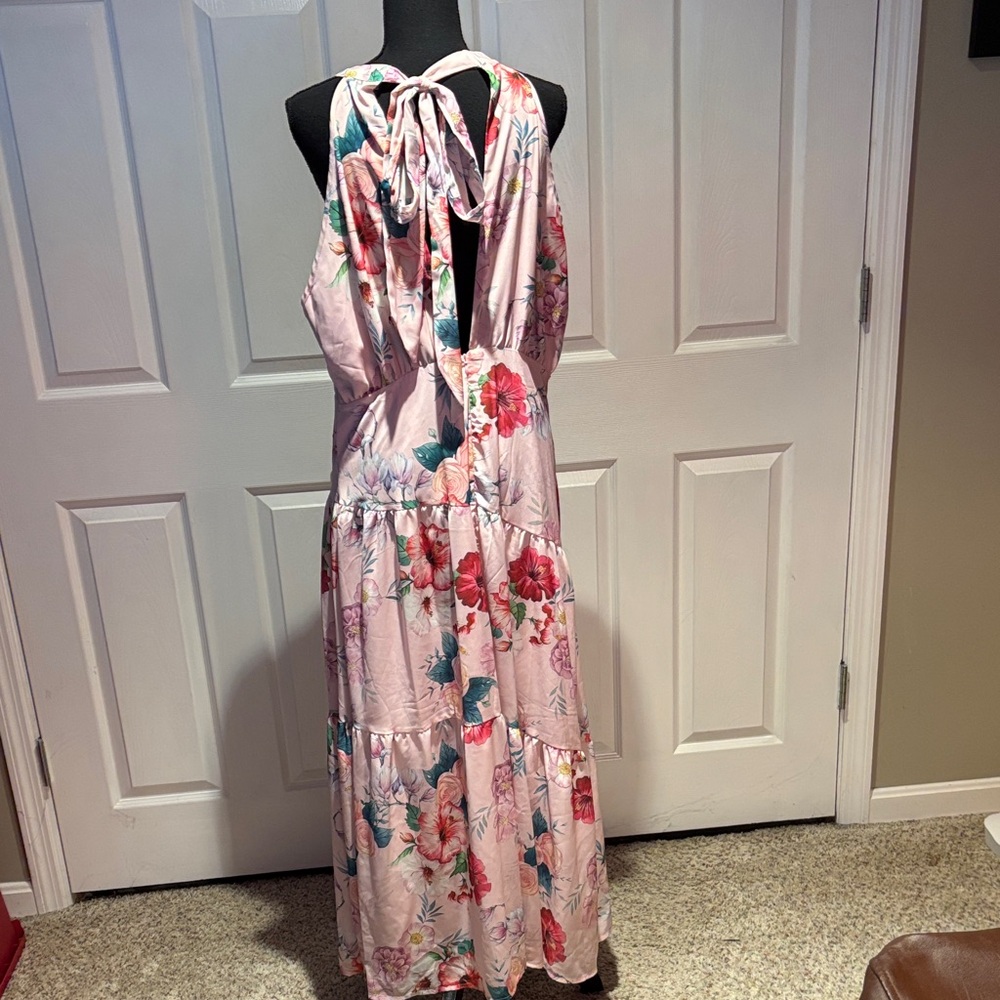 Cupshe Floral Maxi Dress - Pink and Green - Picture 4 of 9